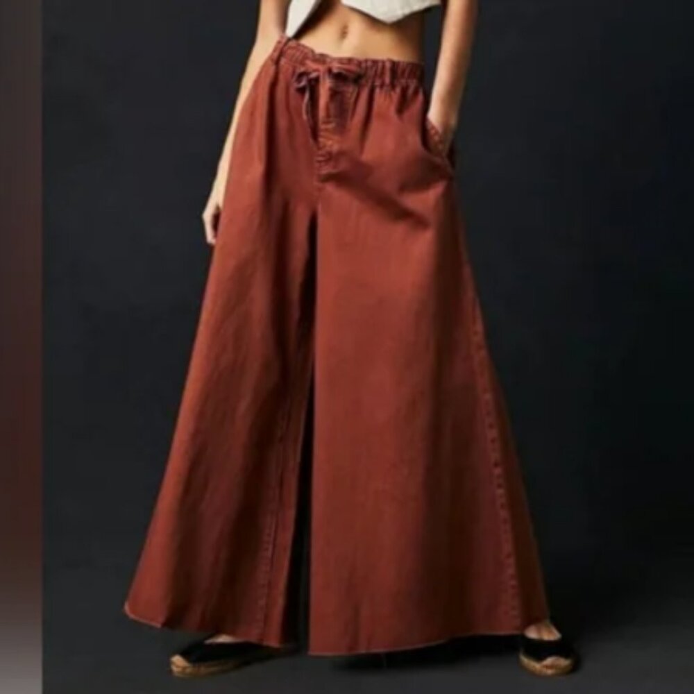 We The Free Clover Wide Leg Solid Pants in Rusted Copper size Medium